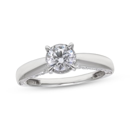 Radiant Reflections Round-Cut Diamond Solitaire Hidden Detail Engagement Ring 1-1/2 ct tw 10K White Gold (J/I3)