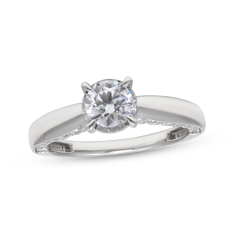 Main Image 1 of Radiant Reflections Round-Cut Diamond Solitaire Hidden Detail Engagement Ring 1-1/2 ct tw 10K White Gold (J/I3)