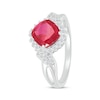 Thumbnail Image 2 of Cushion-Cut Lab-Created Ruby & White Lab-Created Sapphire Ring Sterling Silver