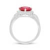 Thumbnail Image 3 of Cushion-Cut Lab-Created Ruby & White Lab-Created Sapphire Ring Sterling Silver