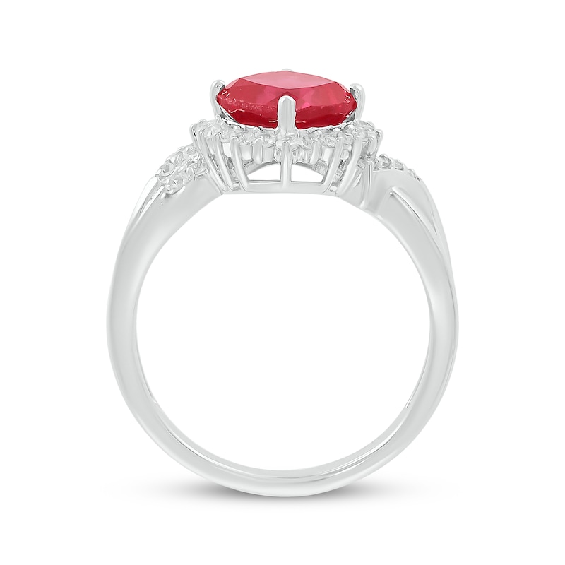 Main Image 3 of Cushion-Cut Lab-Created Ruby & White Lab-Created Sapphire Ring Sterling Silver