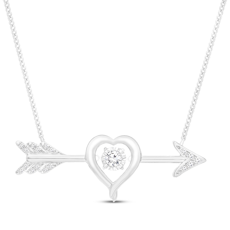 Main Image 1 of Unstoppable Love Diamond Arrow Necklace 1/8 ct tw 10K White Gold 19&quot;