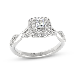 THE LEO First Light Diamond Princess-Cut Double Halo Engagement Ring 1/2 ct tw 14K White Gold