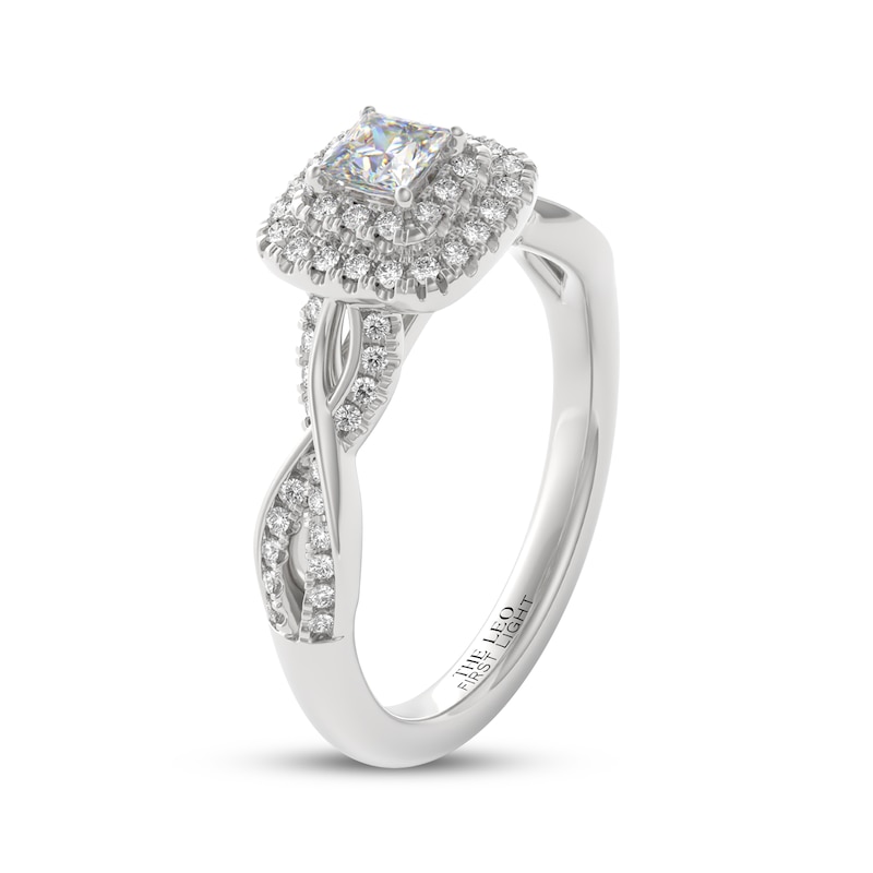 Main Image 2 of THE LEO First Light Diamond Princess-Cut Double Halo Engagement Ring 1/2 ct tw 14K White Gold