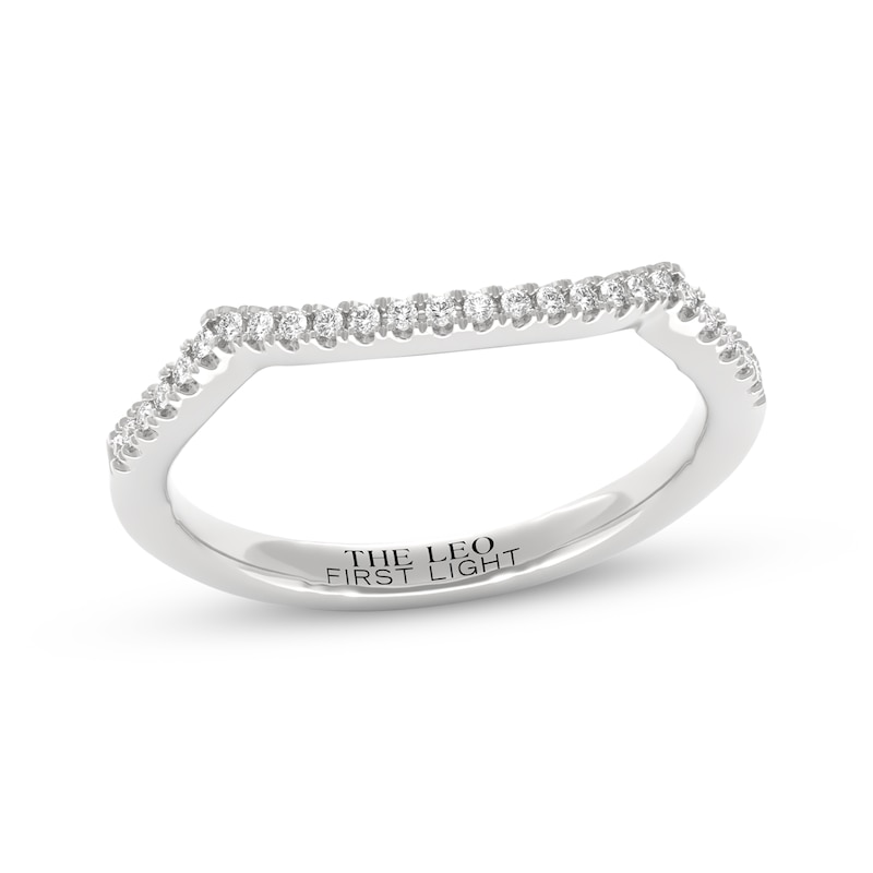 Main Image 1 of THE LEO First Light Diamond Contour Wedding Band 1/10 ct tw 14K White Gold