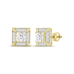 Men's KAY Lab-Grown Diamonds Square-Cut Stud Earrings 1-1/4 ct tw 10K Yellow Gold