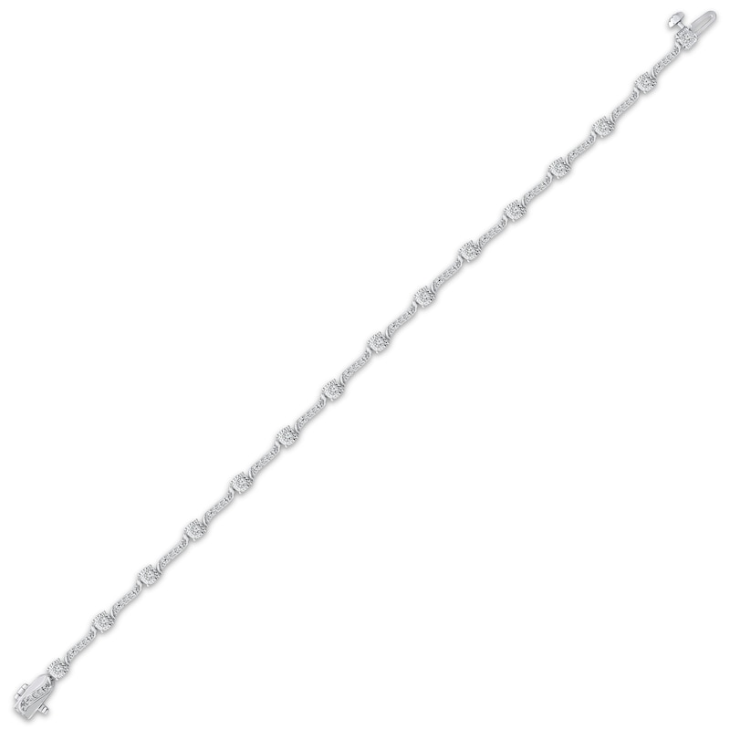 Diamond Wavy Link Bracelet 1/2 ct tw Sterling Silver 7"