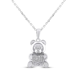 Teddy Bear Jewelry Collection Honoring St. Jude Diamond Heart Necklace 1/15 ct tw Sterling Silver 18&quot;