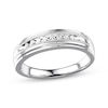 Thumbnail Image 0 of Men's Diamond Milgrain Wedding Ring 1/10 ct tw 10K White Gold