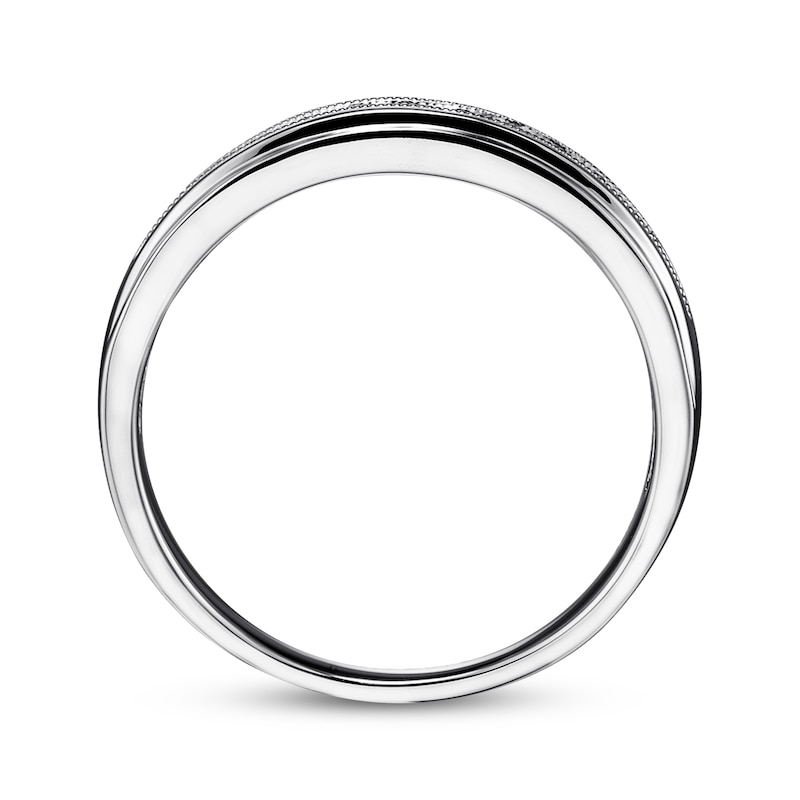 Men's Diamond Milgrain Wedding Ring 1/10 ct tw 10K White Gold