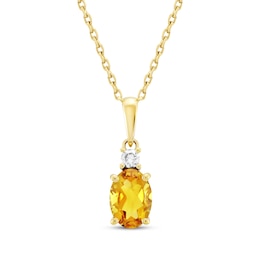 Oval-Cut Citrine & Diamond Necklace 1/20 ct tw 10K Yellow Gold