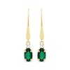 Thumbnail Image 1 of Oval-Cut Lab-Created Emerald & Diamond Dangle Earrings 10K Yellow Gold