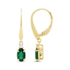 Thumbnail Image 2 of Oval-Cut Lab-Created Emerald & Diamond Dangle Earrings 10K Yellow Gold