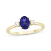 Thumbnail Image 1 of Oval-Cut Blue Lab-Created Sapphire & Diamond Ring 1/10 ct tw 10K Yellow Gold