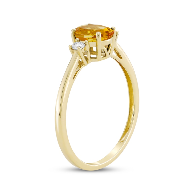 Main Image 2 of Oval-Cut Citrine & Diamond Ring 1/10 ct tw 10K Yellow Gold