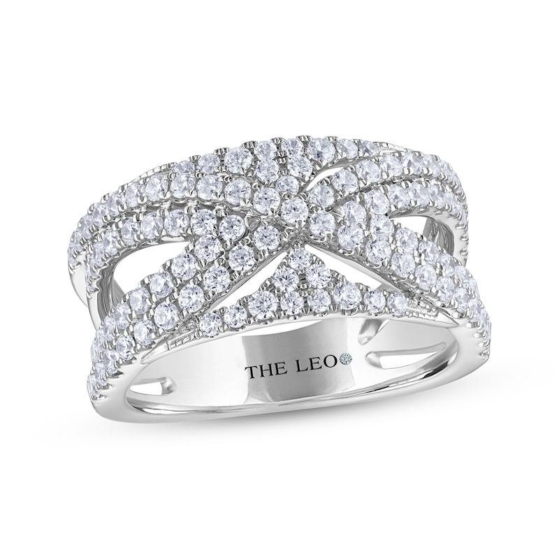 Main Image 1 of THE LEO Diamond Crossover Anniversary Band 1 ct tw 14K White Gold