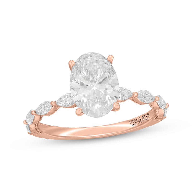 Main Image 1 of Neil Lane Artistry Oval-Cut Lab-Grown Diamond Engagement Ring 2-5/8 ct tw 14K Rose Gold