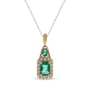 Thumbnail Image 1 of Emerald-Cut Naural Emerald & Diamond Necklace 1/8 ct tw 10K Yellow Gold 18&quot;