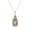 Thumbnail Image 2 of Emerald-Cut Naural Emerald & Diamond Necklace 1/8 ct tw 10K Yellow Gold 18&quot;