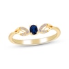 Thumbnail Image 1 of Oval-Cut Natural Blue Sapphire & Diamond Curved Shank Ring 1/20 ct tw 10K Yellow Gold