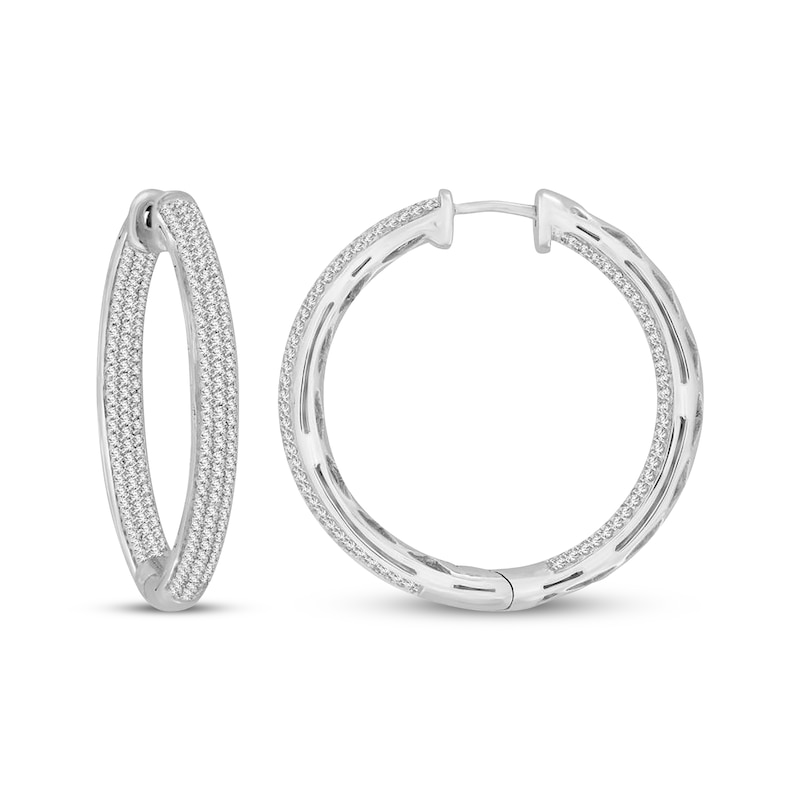 Main Image 1 of Diamond Pavé Inside-Out Hoop Earrings 1 ct tw 10K White Gold