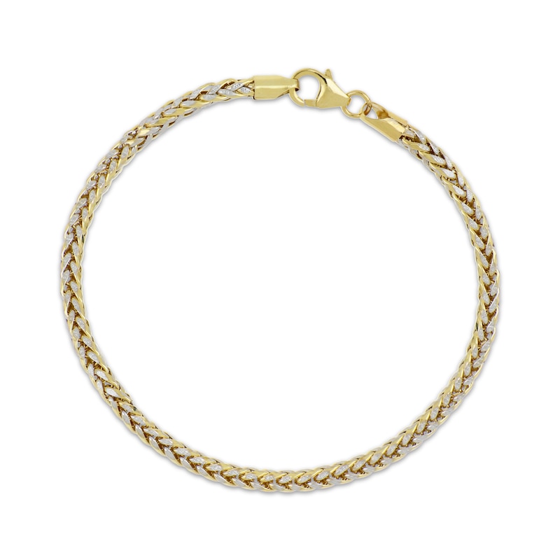 Main Image 2 of Diamond-Cut Hollow Wheat Chain Bracelet 3.5mm 10K Yellow Gold 8.5