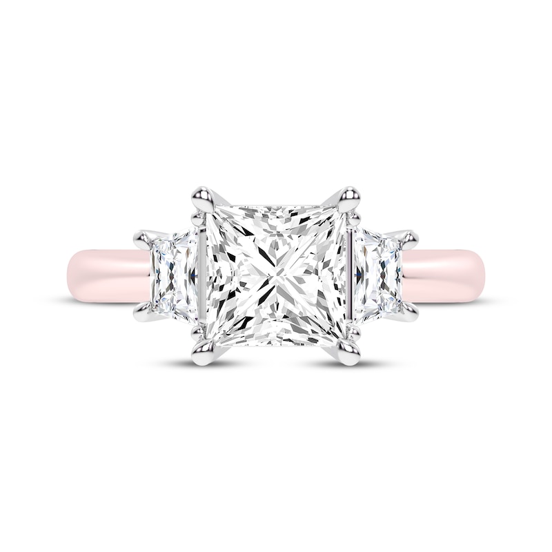 Lab-Grown Diamonds by KAY Princess-Cut Three-Stone Engagement Ring 2-3/4 ct tw 14K Two-Tone Gold