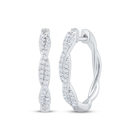 Diamond Twist Hoop Earrings 1/5 ct tw 10K White Gold