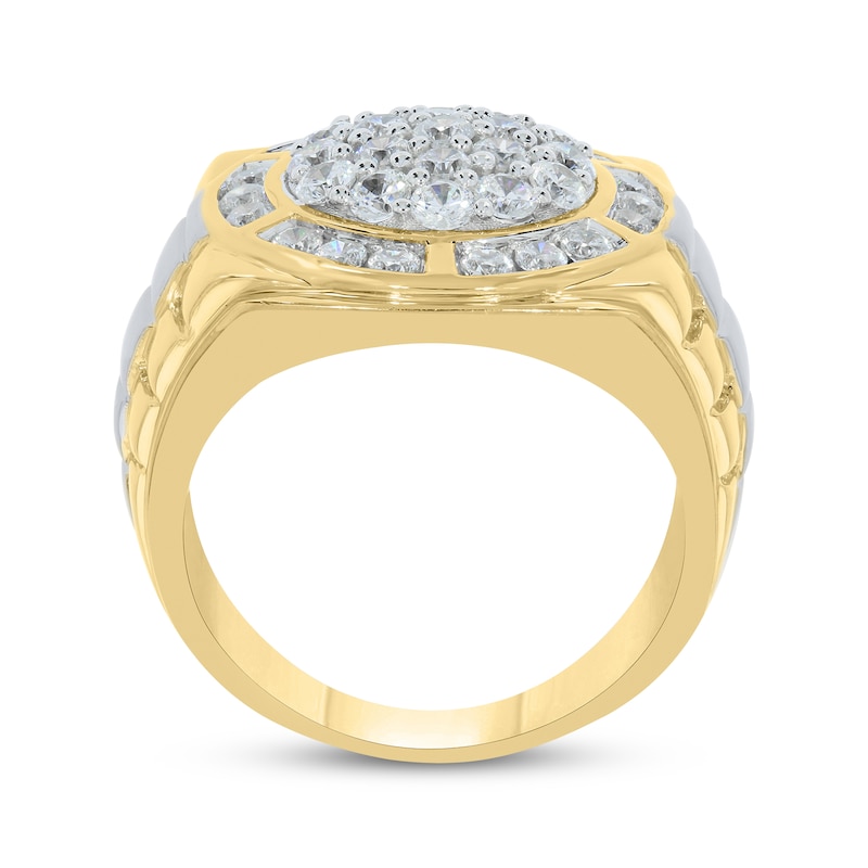 Main Image 3 of Men's Multi-Diamond Circle Ring 2 ct tw 10K Two-Tone Gold