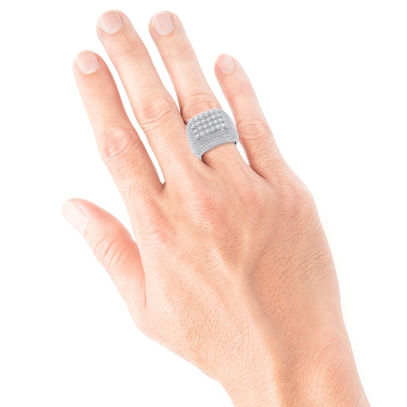 Main Image 4 of Men's Lab-Grown Diamonds by KAY Multi-Row Ring 6 ct tw 10K White Gold