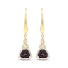 Thumbnail Image 2 of Trillion-Cut Lab-Created Alexandrite & White Lab-Created Sapphire Drop Earrings 10K Yellow Gold