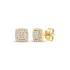 Thumbnail Image 1 of Multi-Diamond Cushion Halo Stud Earrings 1/5 ct tw 10K Yellow Gold