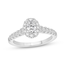 Now + Forever Lab-Grown Diamonds Oval-Cut Halo Engagement Ring 3/4 ct tw 14K White Gold