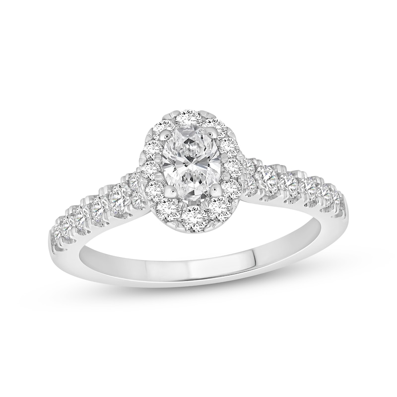 Main Image 1 of Lab-Grown Diamonds by KAY Oval-Cut Halo Engagement Ring 3/4 ct tw 14K White Gold