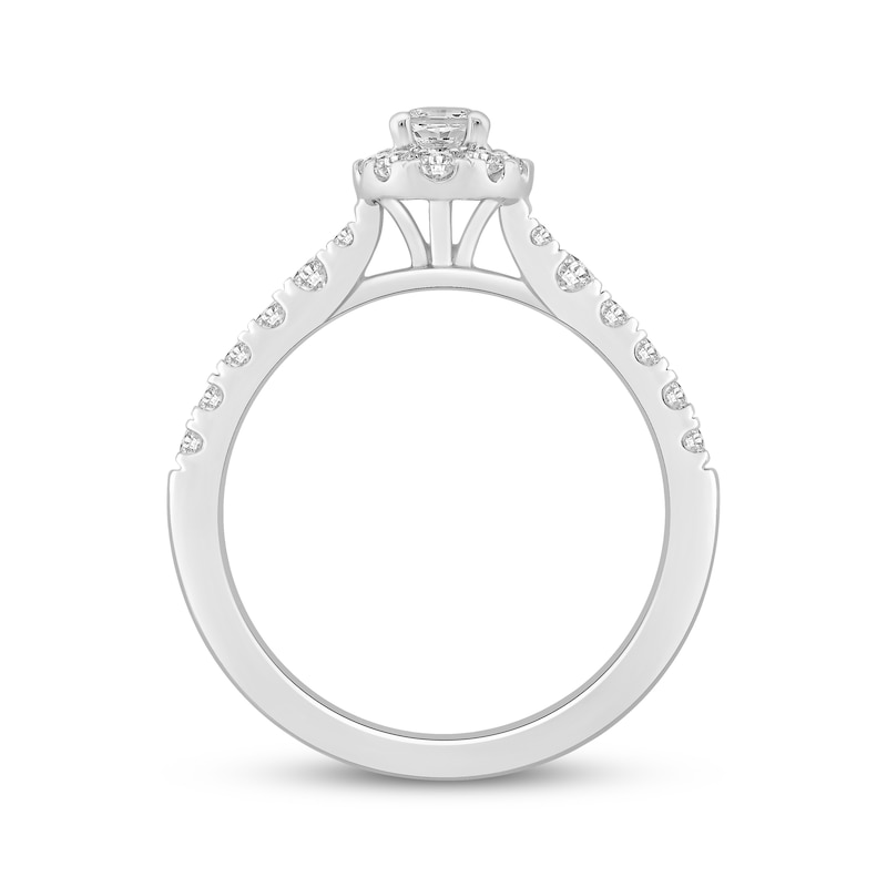 Main Image 3 of Lab-Grown Diamonds by KAY Oval-Cut Halo Engagement Ring 3/4 ct tw 14K White Gold