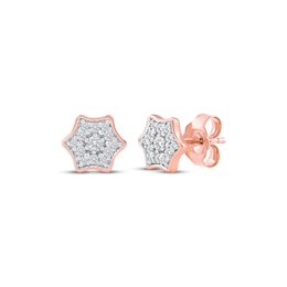 Multi-Diamond Curved Hexagon Stud Earrings 1/6 ct tw 10K Rose Gold