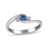 Thumbnail Image 1 of Blue & White Diamond Three-Stone Promise Ring 1/3 ct tw Sterling Silver