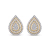 Thumbnail Image 2 of Multi-Diamond Teardrop Double Frame Stud Earrings 1/2 ct tw 10K Yellow Gold