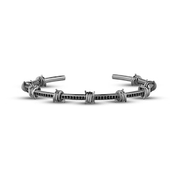 Ink & Ice Men's Black Diamond Barbed Wire Cuff Bracelet 1/3 ct tw Black Rhodium-Plated Sterling Silver