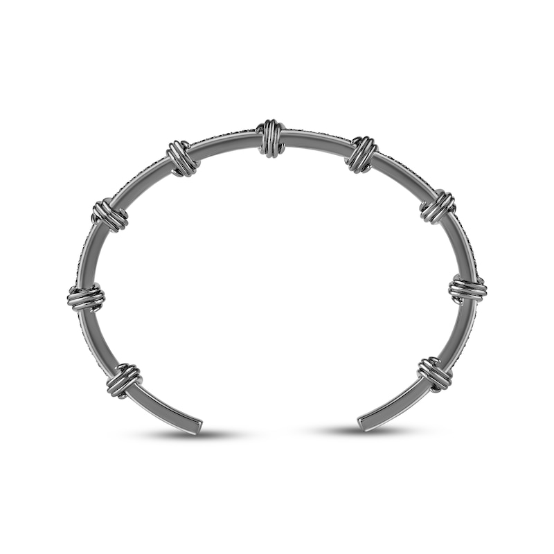 Main Image 2 of Ink & Ice Men's Black Diamond Barbed Wire Cuff Bracelet 1/3 ct tw Black Rhodium-Plated Sterling Silver