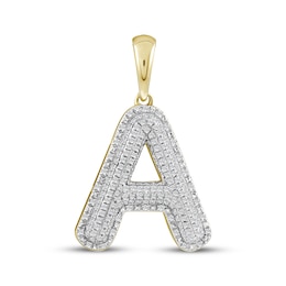 Diamond Puff Letter A Initial Charm 1/3 ct tw 10K Yellow Gold