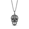 Thumbnail Image 1 of Ink & Ice Black Onyx & Black Diamond Sugar Skull Necklace 1/15 ct tw Black Rhodium-Plated Sterling Silver 18&quot;