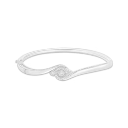 Unstoppable Love Diamond Bypass Bangle Bracelet 1/6 ct tw Sterling Silver