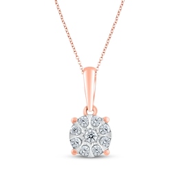 Multi-Diamond Circle Necklace 1/10 ct tw 10K Rose Gold 18&quot;