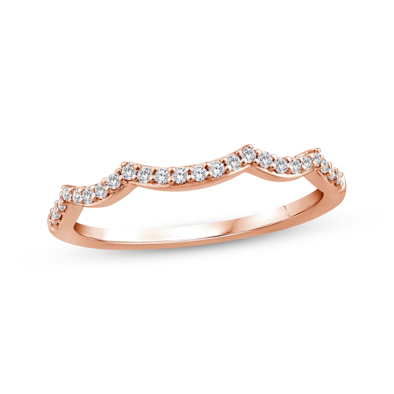 Main Image 1 of Diamond Scalloped Wedding Band 1/8 ct tw 14K Rose Gold