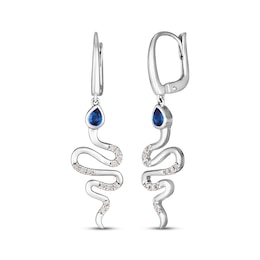 Le Vian Vault Sapphire Snake Dangle Earrings 1/6 ct tw Diamonds 14K Vanilla Gold