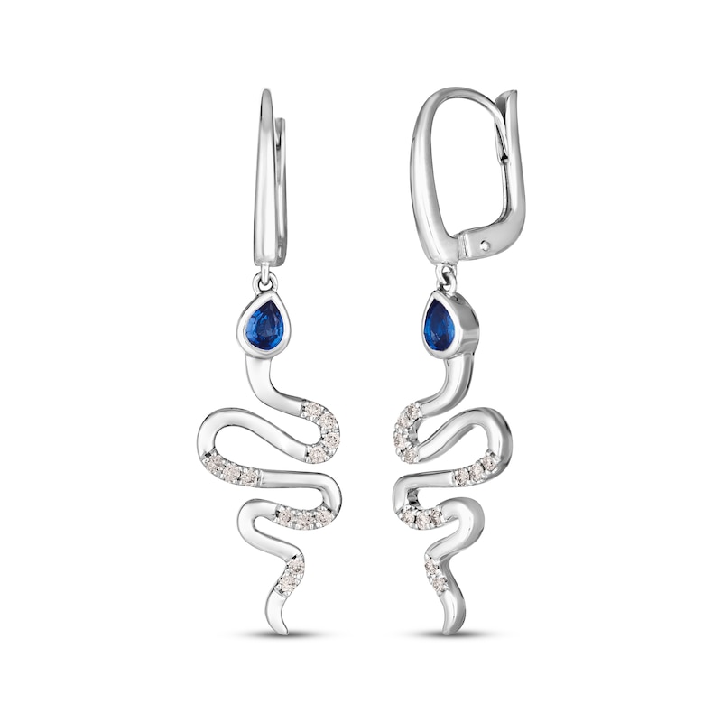 Main Image 1 of Le Vian Vault Sapphire Snake Dangle Earrings 1/6 ct tw Diamonds 14K Vanilla Gold