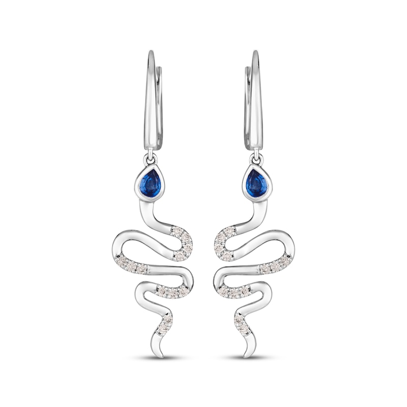 Main Image 2 of Le Vian Vault Sapphire Snake Dangle Earrings 1/6 ct tw Diamonds 14K Vanilla Gold