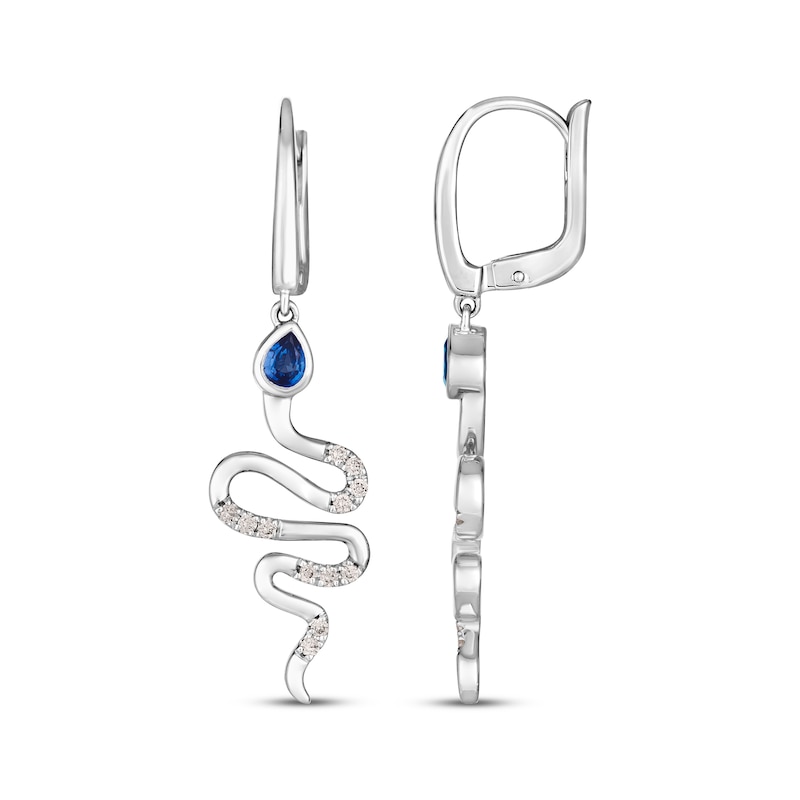 Main Image 3 of Le Vian Vault Sapphire Snake Dangle Earrings 1/6 ct tw Diamonds 14K Vanilla Gold