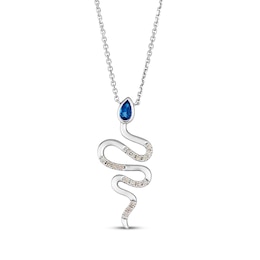 Le Vian Pear-Shaped Blue Sapphire Snake Necklace 1/8 ct tw Diamonds 14K Vanilla Gold 19&quot;